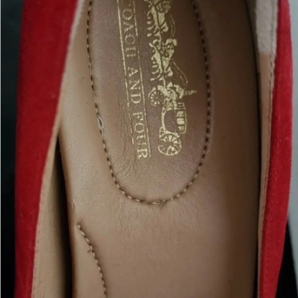 COACH Red Suede 3” Pumps Size 7
Tie-Up Lace Back Side of Heel Silver Finishings - Picture 6 of 14